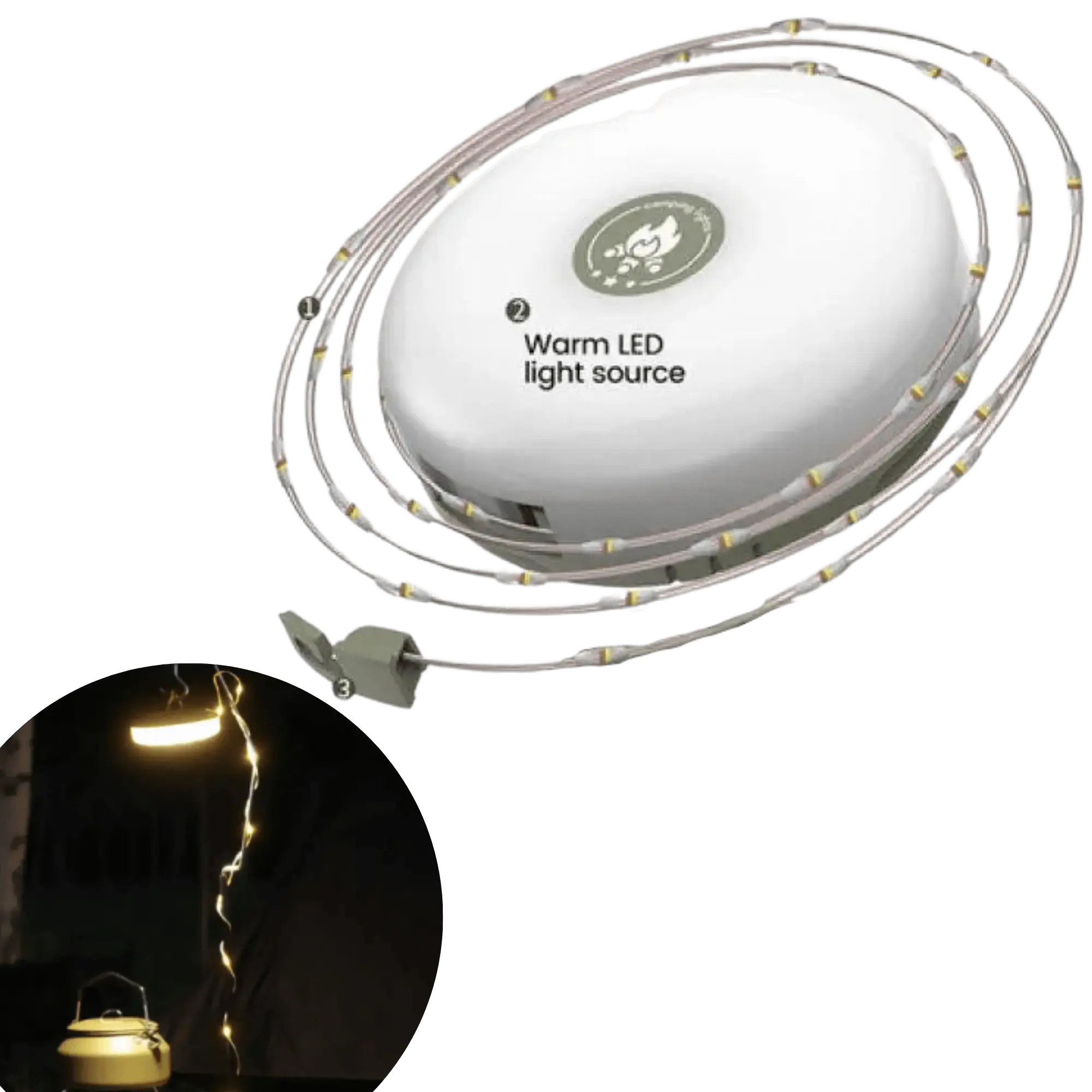 Des guirlandes lumineuses LED étanches et portables avec un déploiement facile à manivelle.