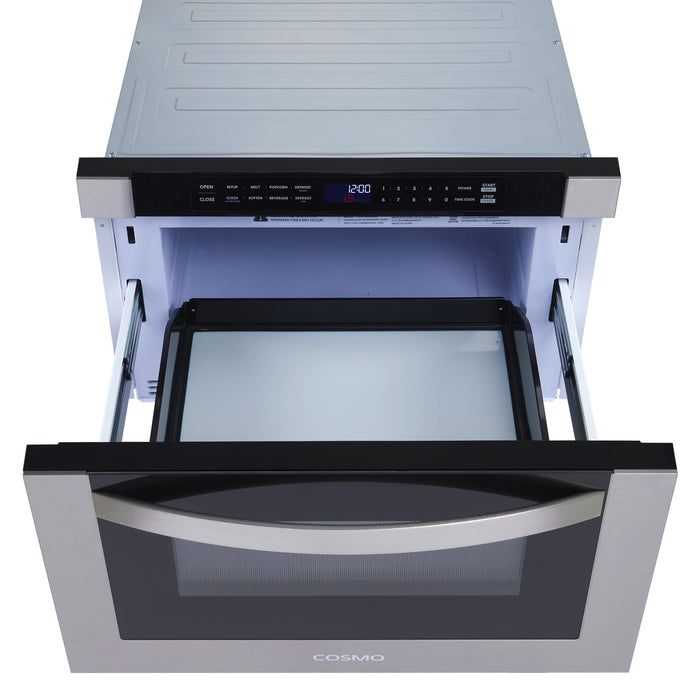 Cosmo 24'' Built-in Microwave Drawer with Automatic Presets, Touch Controls, Defrosting Rack and 1.2 cu. ft. Capacity in Stainless Steel