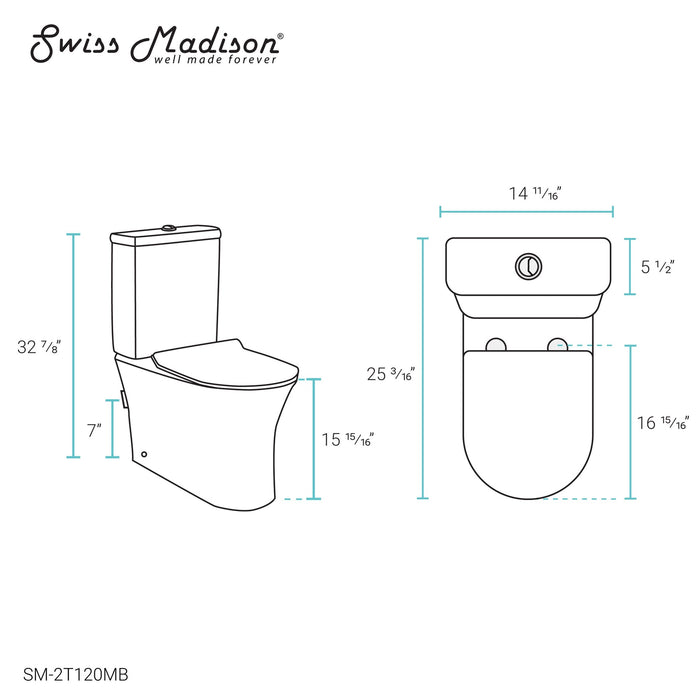 Swiss Madison Calice Two-Piece Elongated Rear Outlet Toilet Dual-Flush 0.8/1.28 gpf - SM-2T120