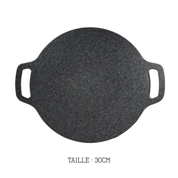Poêle de cuisson en pierre anti-adhésive extérieure – idéale pour le camping ou comme table de cuisson nomade.