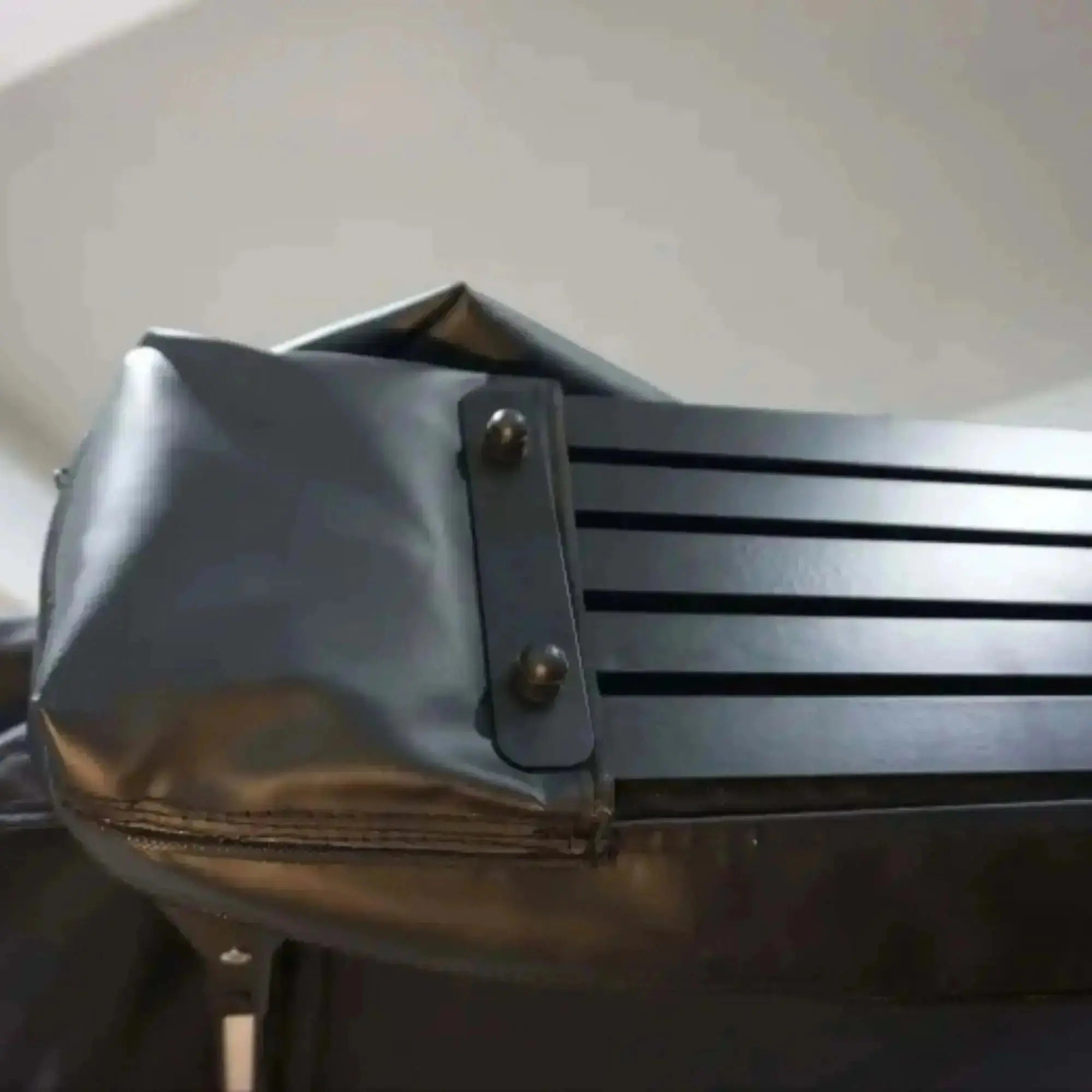 Close-up of black 360° freestanding awning with integrated LEDs, showcasing robust construction for 2025 pre-order.
