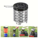 Chauffage au gaz portable en acier inoxydable pour le camping et les aventures en plein air, présenté avec un mini réchaud et des exemples de configuration de chauffage.