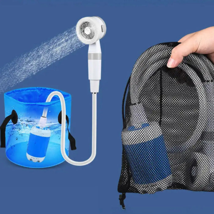 Douche extérieure sans fil rechargeable – Pratique et compacte pour le camping, le van et les activités en plein air.