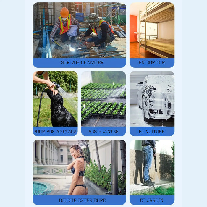 Douche extérieure sans fil rechargeable – Pratique et compacte pour le camping, le van et les activités en plein air.