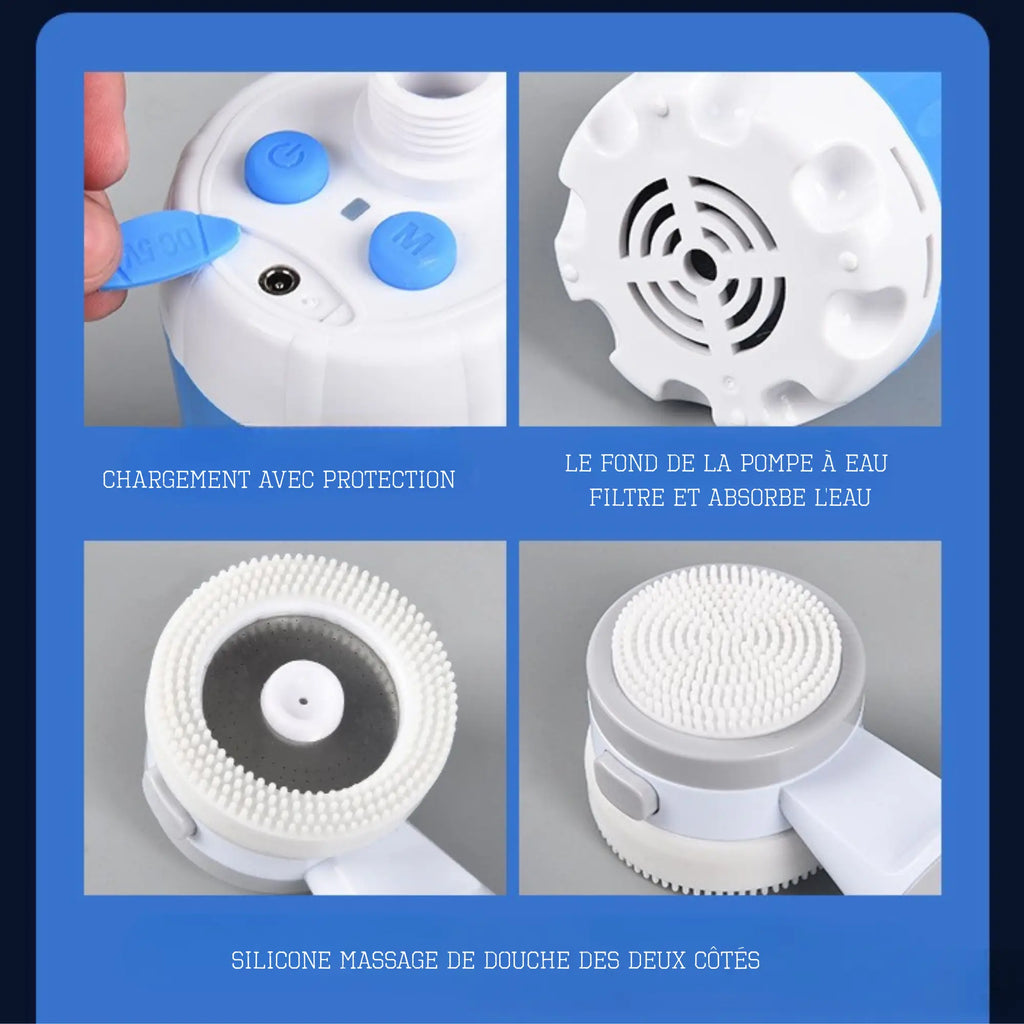 Douche extérieure sans fil rechargeable – kit complet