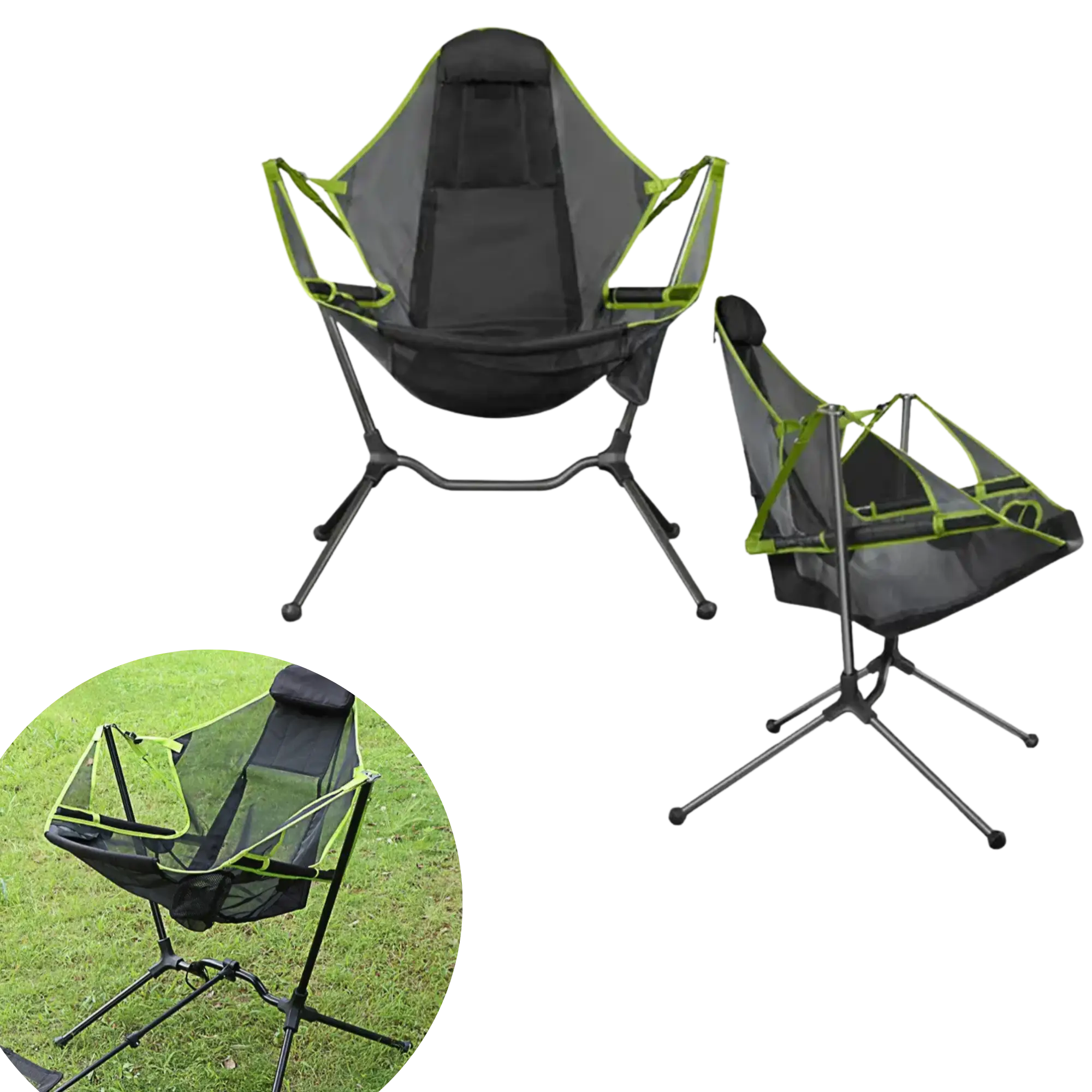 Chaise de camping pliante portable à bascule – Confort ultime en camping tente-de-toit.Shop