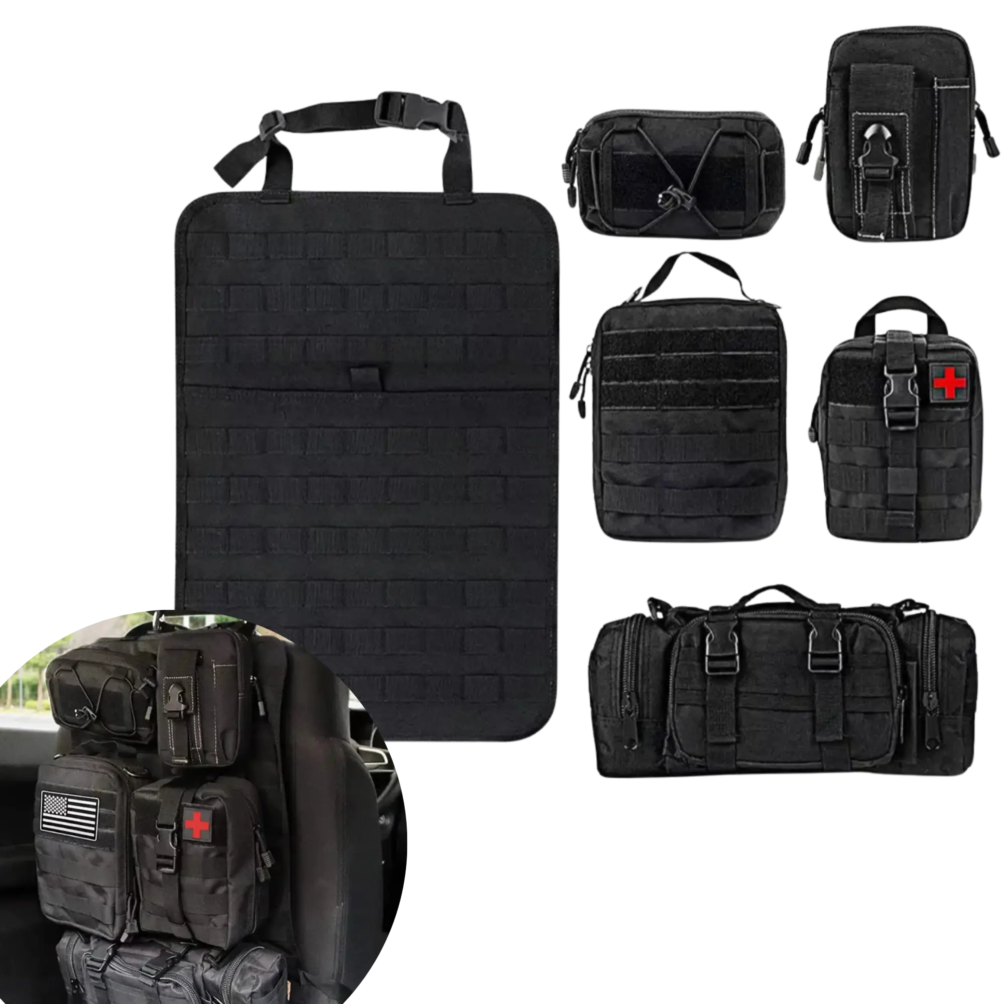 Sac de rangement pour siège arrière de voiture - Kit 6 Pièces tente-de-toit.Shop