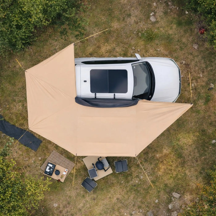 Auvent autoportant 270° Latéral pour Véhicule 6,09 x 2,10 m – UV50+, PU3000 mm Woody's Camp