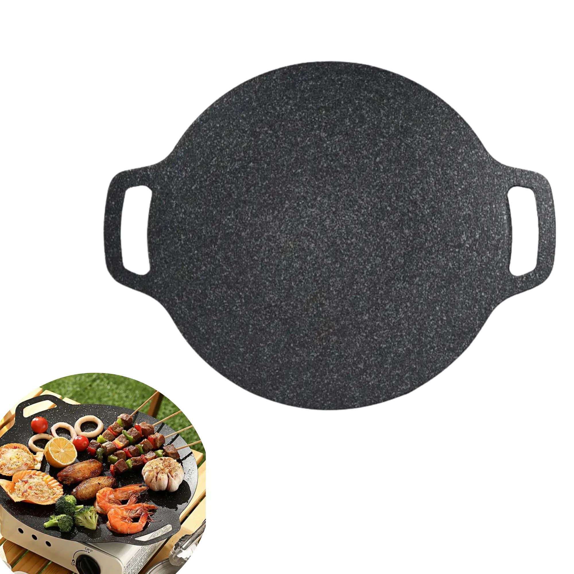 Poêle de Cuisson en Pierre Anti-Adhésive Extérieure – Idéale pour Camping, ou table de Cuisson Nomade tente-de-toit.Shop