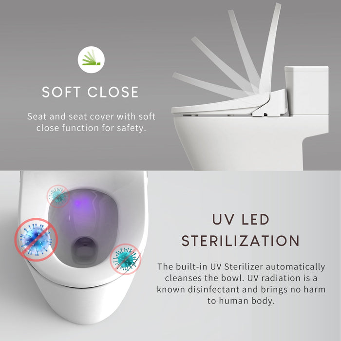 Vovo Stylement Electronic Smart Bidet Seat in White with Heated, Warm Dry and Water and LED Nightlight Functions, VB-6000SR