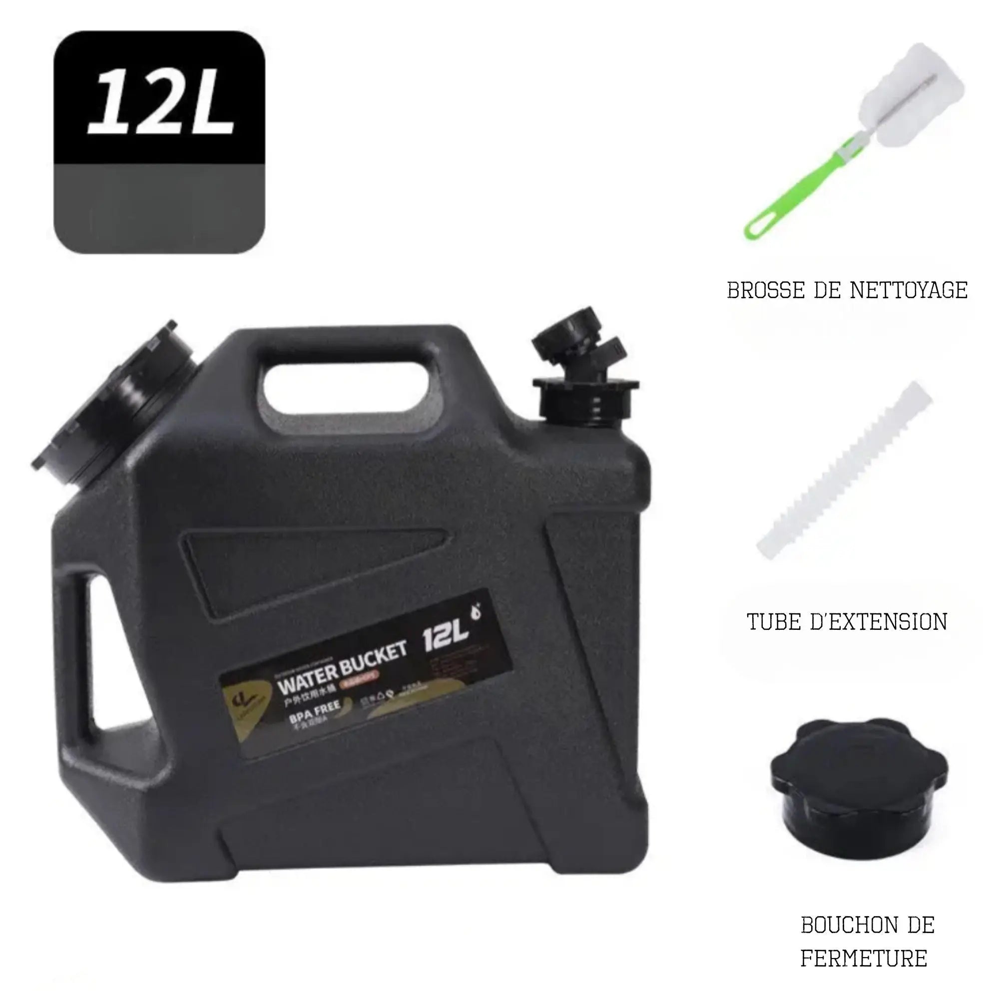 Réservoir de Stockage d’Eau 12L avec Robinet – Seau Portable en Plastique tente-de-toit.Shop