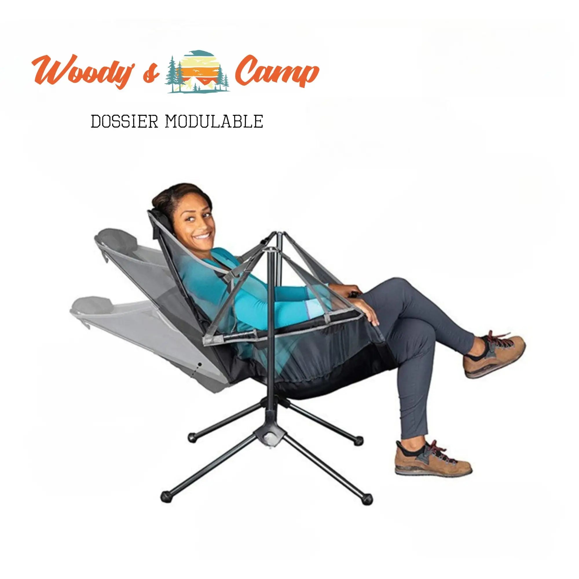 Chaise de camping pliante portable à bascule – Confort ultime en camping tente-de-toit.Shop