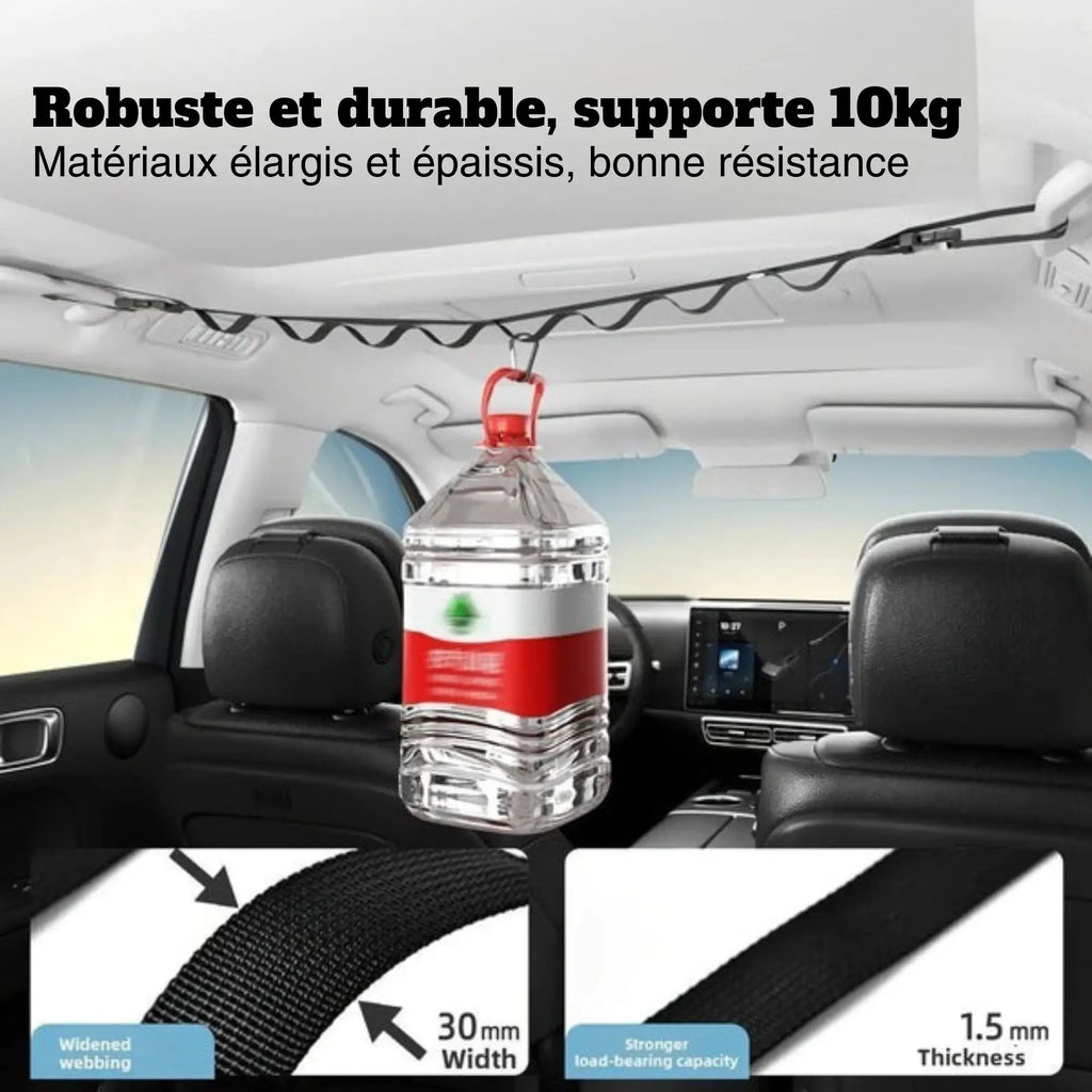 Fixation corde voiture aux appuie-têtes