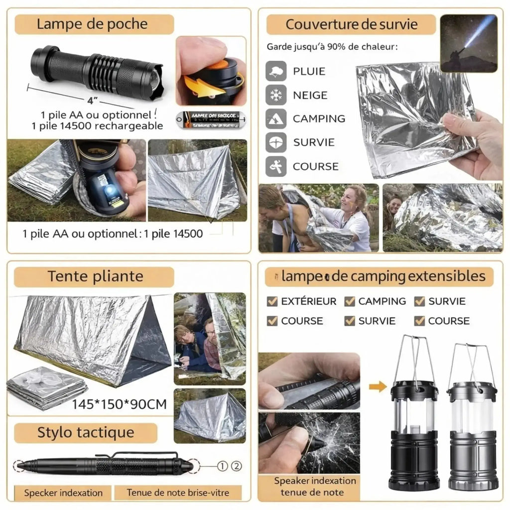 Équipement d'abri et de signalisation du kit de survie