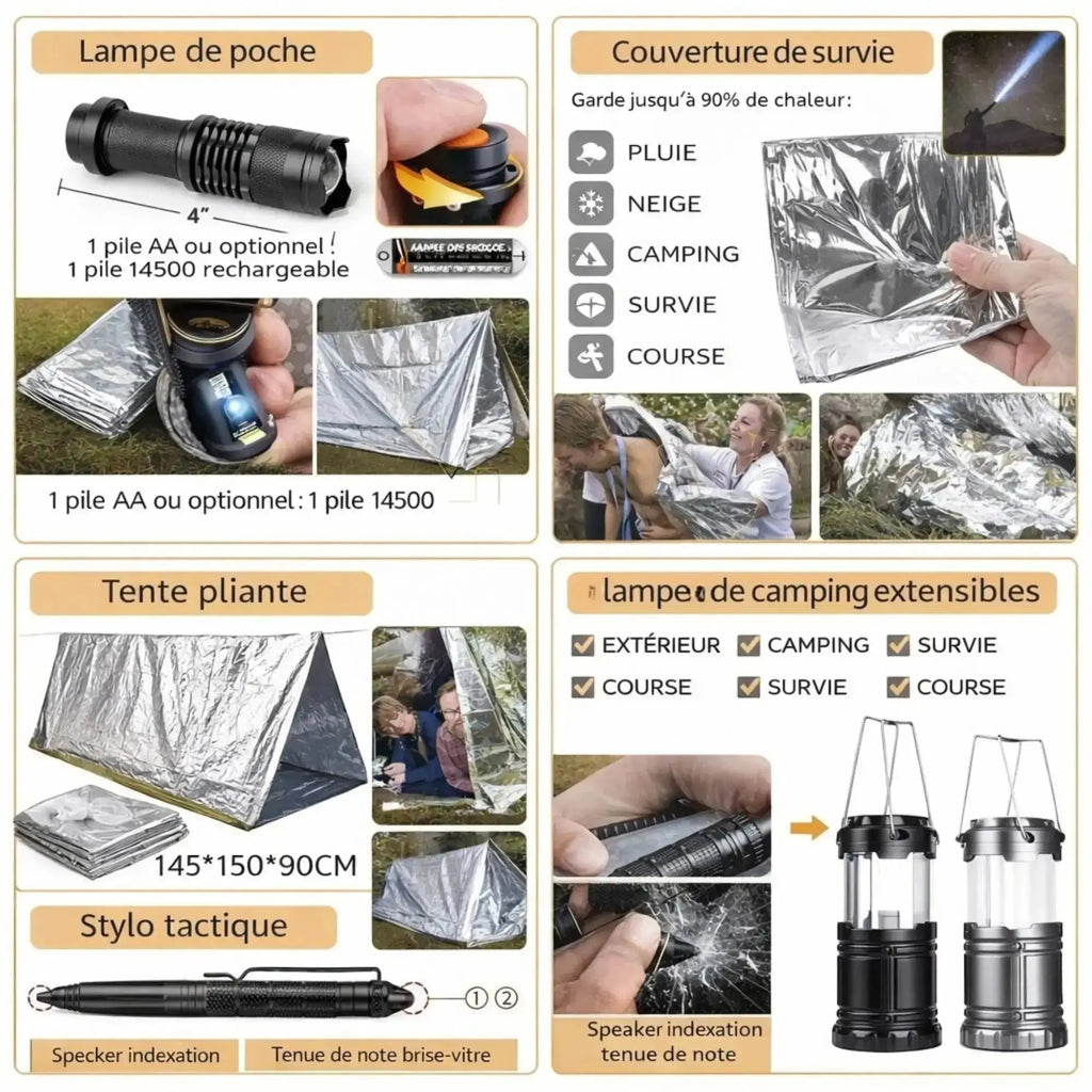 Équipement d'abri et de signalisation du kit de survie