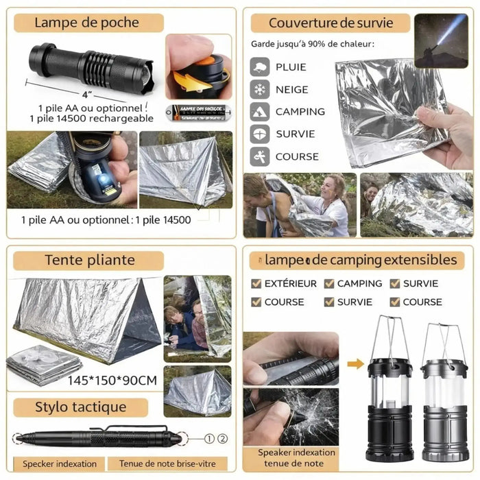 Sac tactique de Survie 72H Complet–80L + 30+ Équipements Outdoor Woody’s Camp