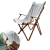 Chaise pliante en bois beige XL pour le camping, les pique-niques, la plage, avec un tissu Oxford 600D durable, solution d'assise compacte et confortable.