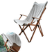 Chaise pliante en bois beige XL pour le camping, les pique-niques, la plage, avec un tissu Oxford 600D durable, solution d'assise compacte et confortable.