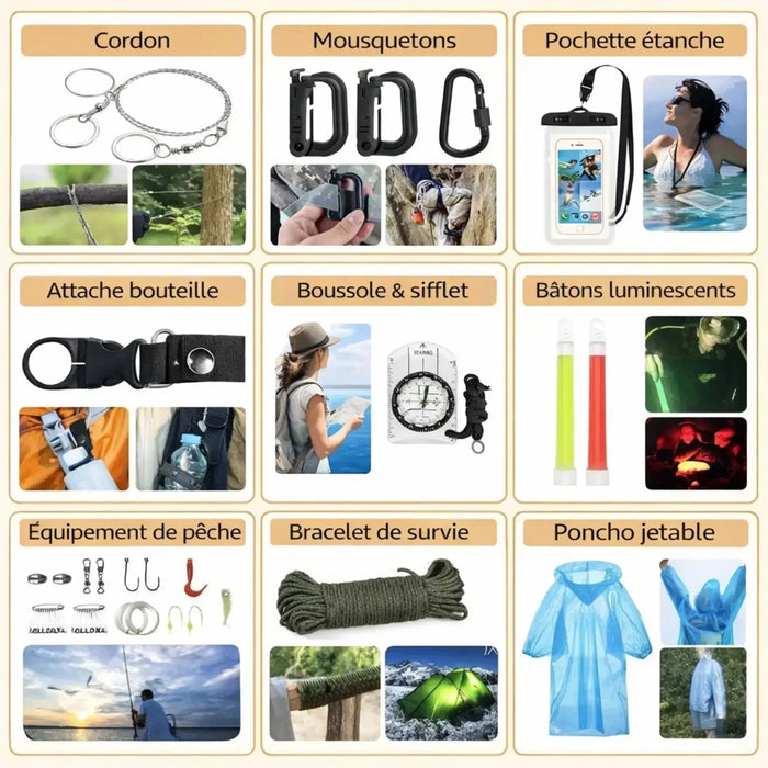 Sac tactique de Survie 72H Complet–80L + 30+ Équipements Outdoor Woody’s Camp