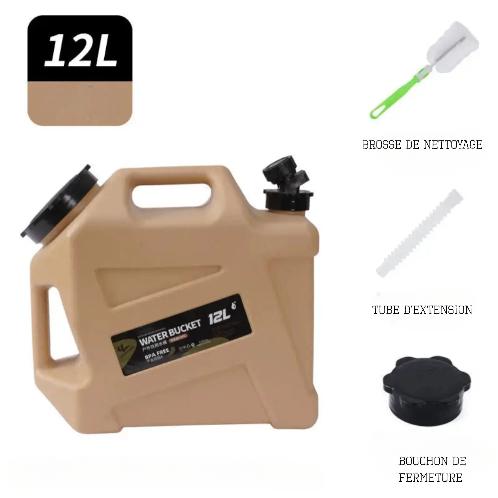 Réservoir de Stockage d’Eau 12L avec Robinet – Seau Portable en Plastique tente-de-toit.Shop