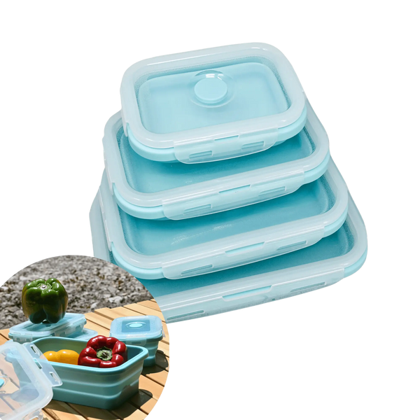 Lot de 5 boîtes pliables en silicone pour le stockage alimentaire, parfaites pour le camping et les voyages, sans BPA.