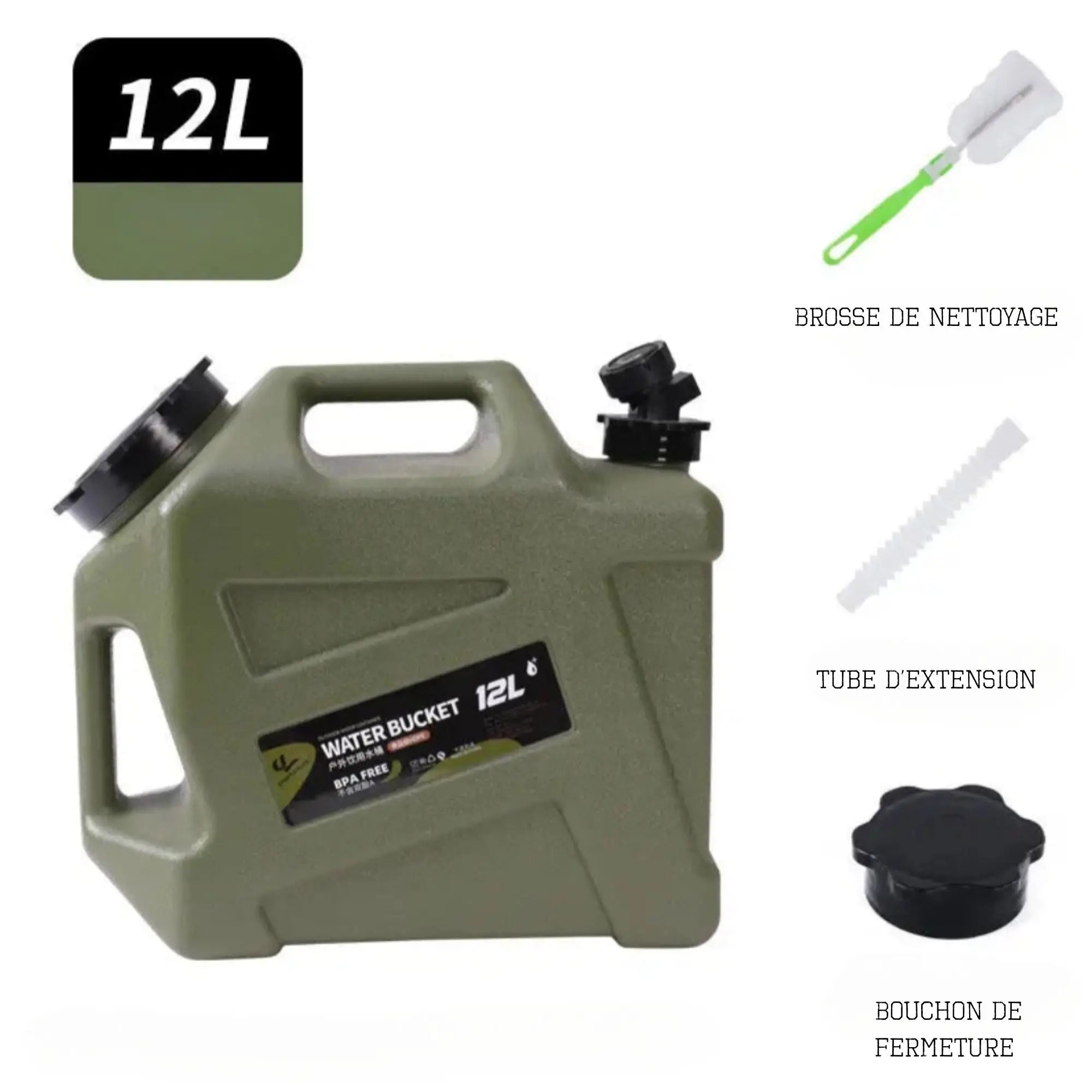 Réservoir de Stockage d’Eau 12L avec Robinet – Seau Portable en Plastique tente-de-toit.Shop
