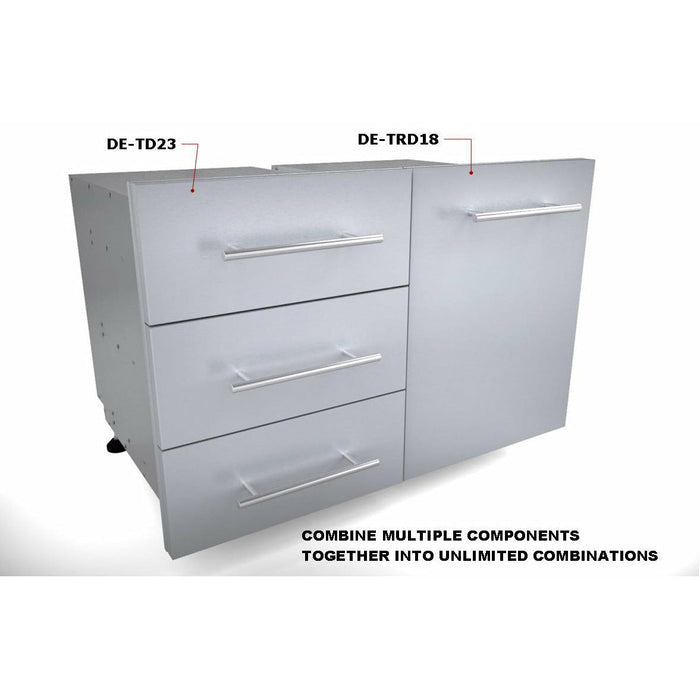 Sunstone Designer Series 23" Height Multi-Configurable Triple Drawer with Self-Leveling Legs DE-TD23