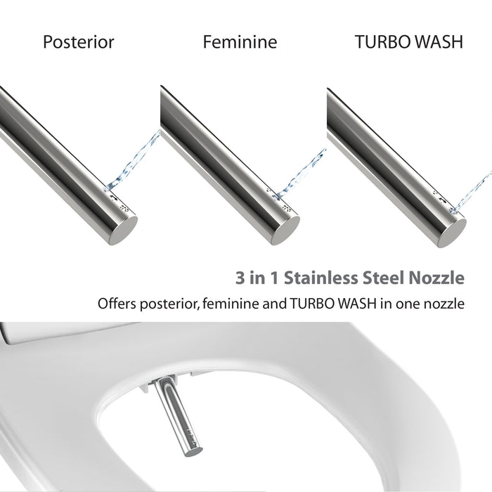 Vovo Stylement Electronic Smart Bidet Seat in White with Heated, Warm Dry and Water and LED Nightlight Functions, VB-6000SR