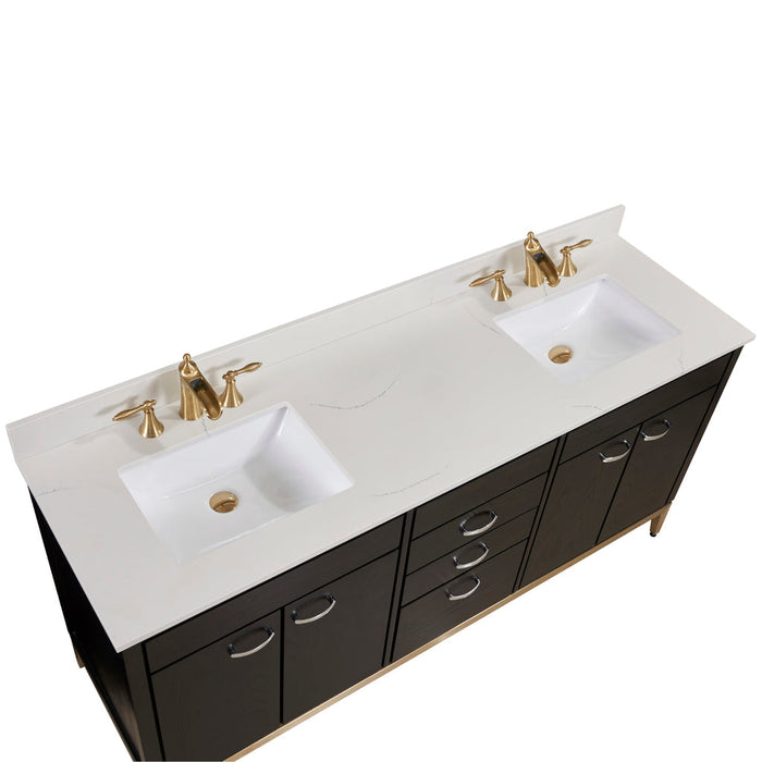 Altair 73" Stone effects Vanity Top in Milano White with White Sink 61073-CTP-MW