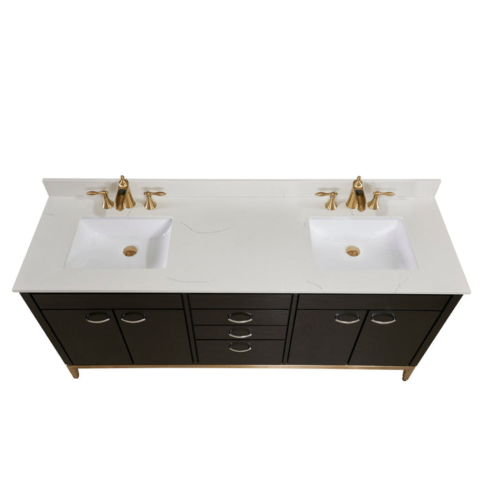 Altair 73" Stone effects Vanity Top in Milano White with White Sink 61073-CTP-MW