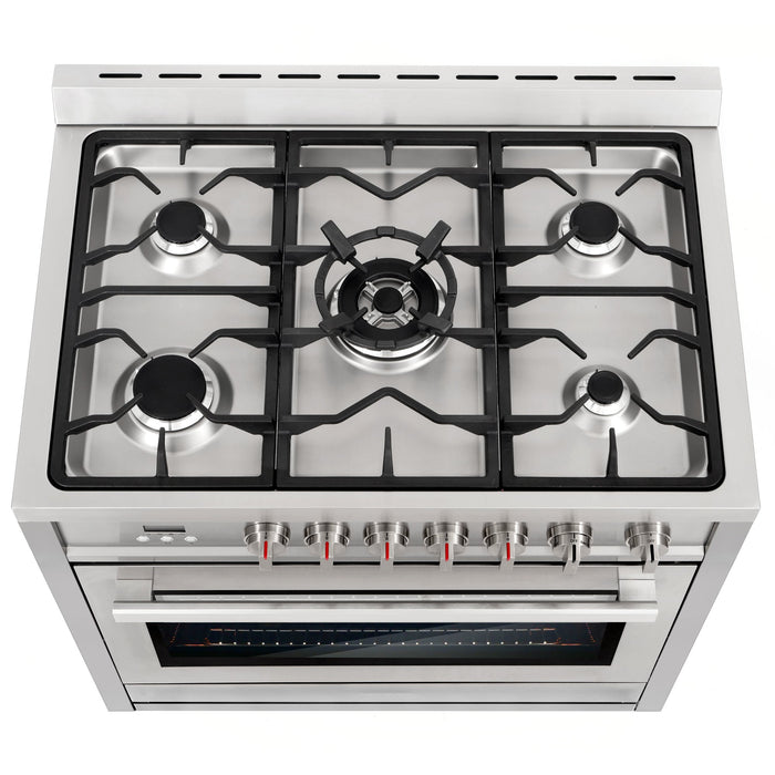 Cosmo 36'' 3.8 cu. ft. Single Oven Gas Range with 5 Burner Cooktop and Heavy Duty Cast Iron Grates in Stainless Steel COS-965AGC