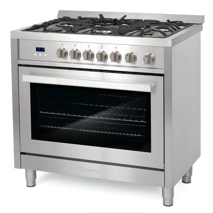 Cosmo 36'' 3.8 cu. ft. Single Oven Gas Range with 5 Burner Cooktop and Heavy Duty Cast Iron Grates in Stainless Steel COS-965AGFC