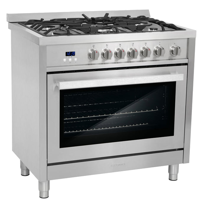 Cosmo 36'' 3.8 cu. ft. Single Oven Gas Range with 5 Burner Cooktop and Heavy Duty Cast Iron Grates in Stainless Steel COS-965AGFC
