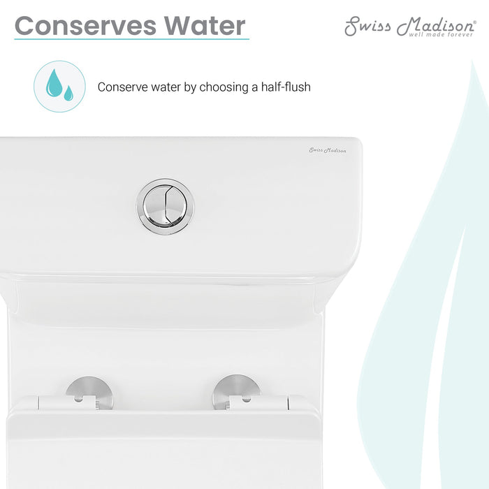 Swiss Madison Calice Two-Piece Elongated Rear Outlet Toilet Dual-Flush 0.8/1.28 gpf - SM-2T120