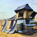 annexe tente de toit Lite Traveller, annexe tente de toit, auvent tente de toit, annexe camping étanche, salon de camping extérieur, accessoire tente de toit, annexe vanlife, annexe tente de toit légère, auvent Lexagones