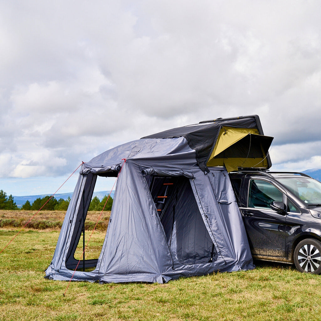 Annexe d’intimité noire pour tente de toit rigide Famille XL 4-5pers. – Lexagones