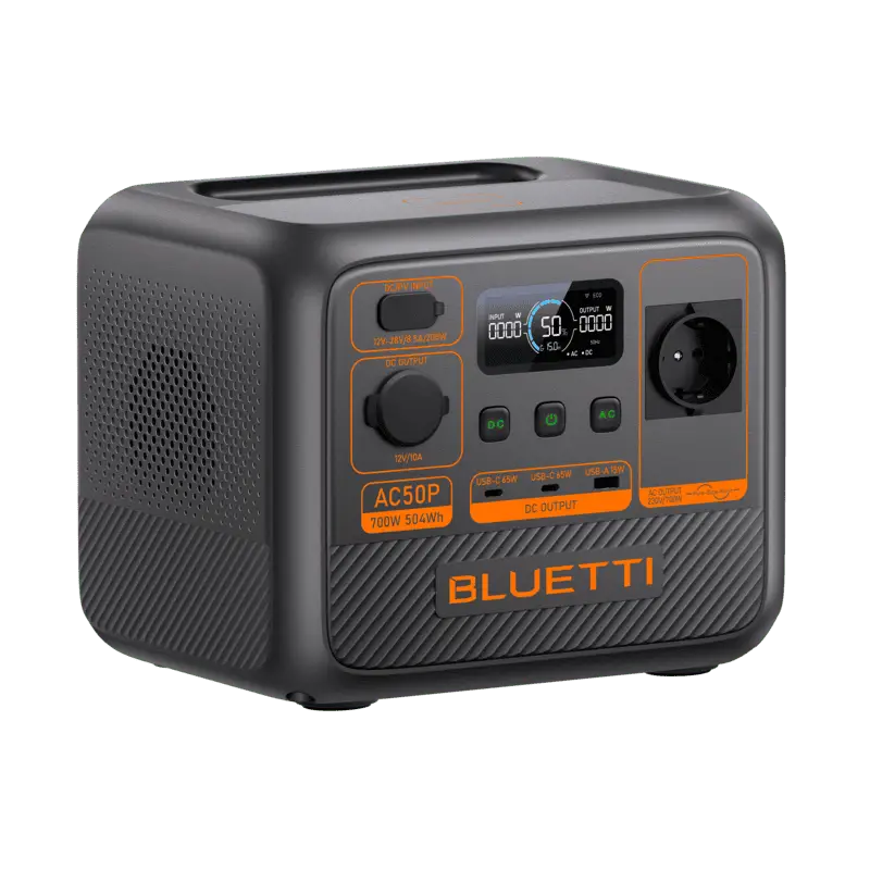 Bluetti AC50P 504Wh interfaces et prises de recharge