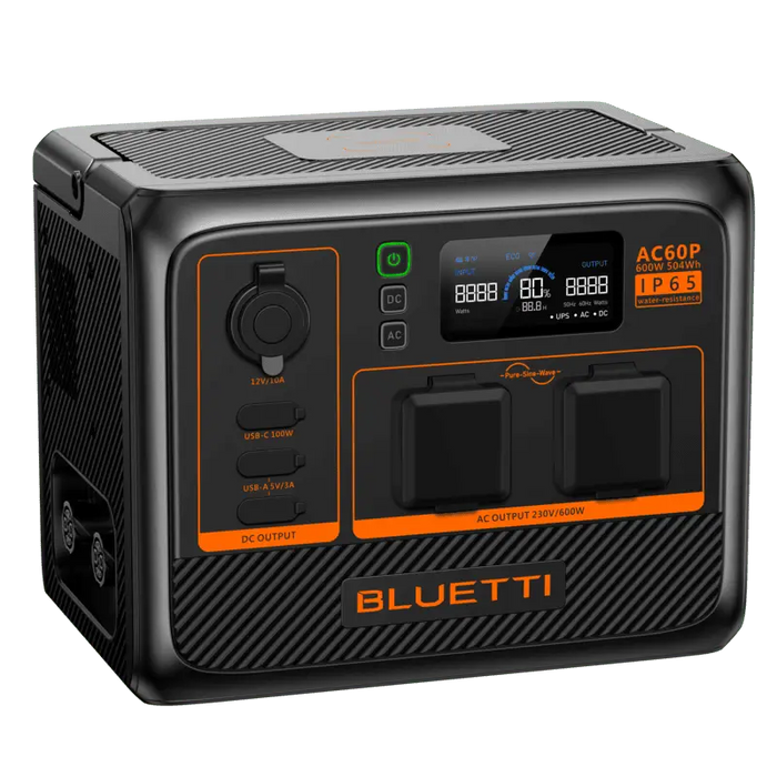 Bluetti AC60P prises et interfaces de recharge
