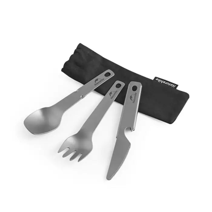 Set de couteaux, fourchettes et cuillères en titane Naturehike Gris