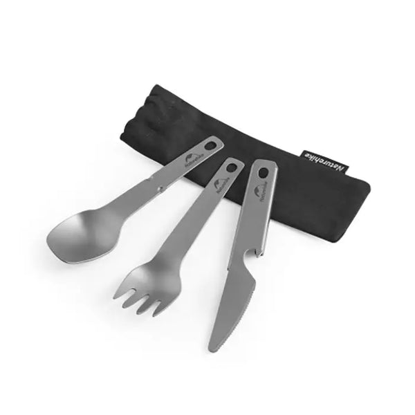 Set de couteaux, fourchettes et cuillères en titane Naturehike Gris