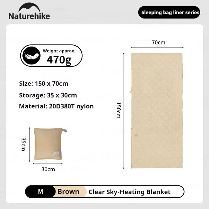 Couverture chauffante électrique Naturehike - alimentée par USB, portable Beige