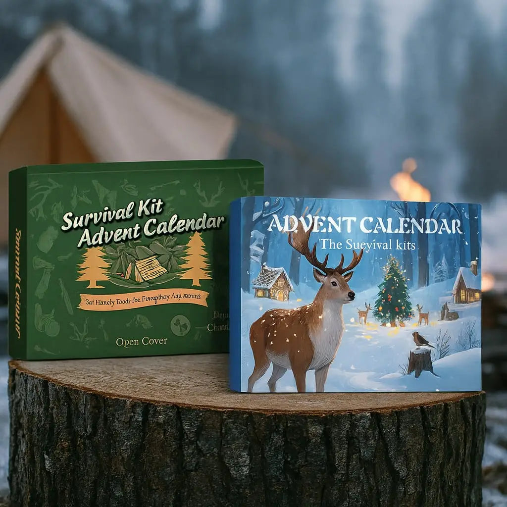 Calendrier de l’Avent Kit de Survie 24 en 1 – Cadeau de Noël Original pour Camping, Randonnée, Outdoor et Aventuriers Woody’s Camp