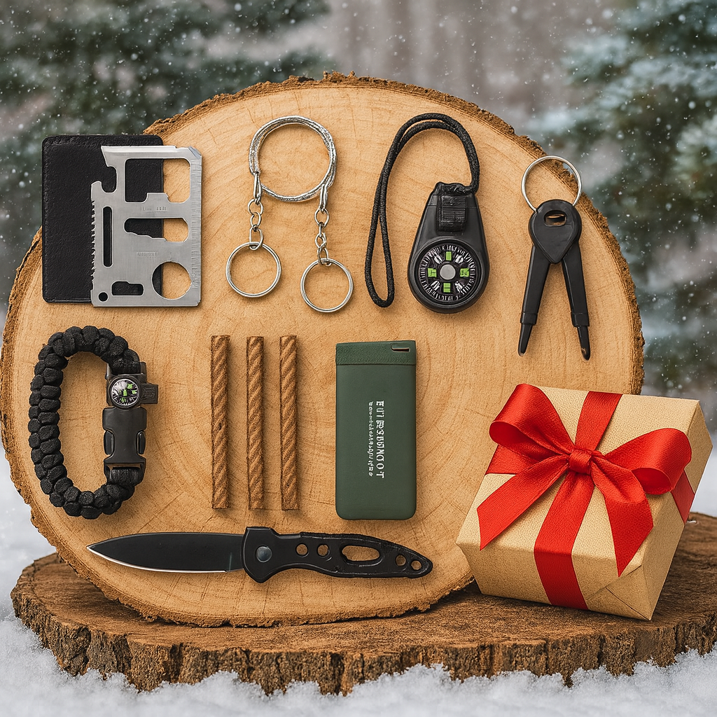 Calendrier de l’Avent Kit de Survie 24 en 1 – Cadeau de Noël Original pour Camping, Randonnée, Outdoor et Aventuriers Woody’s Camp