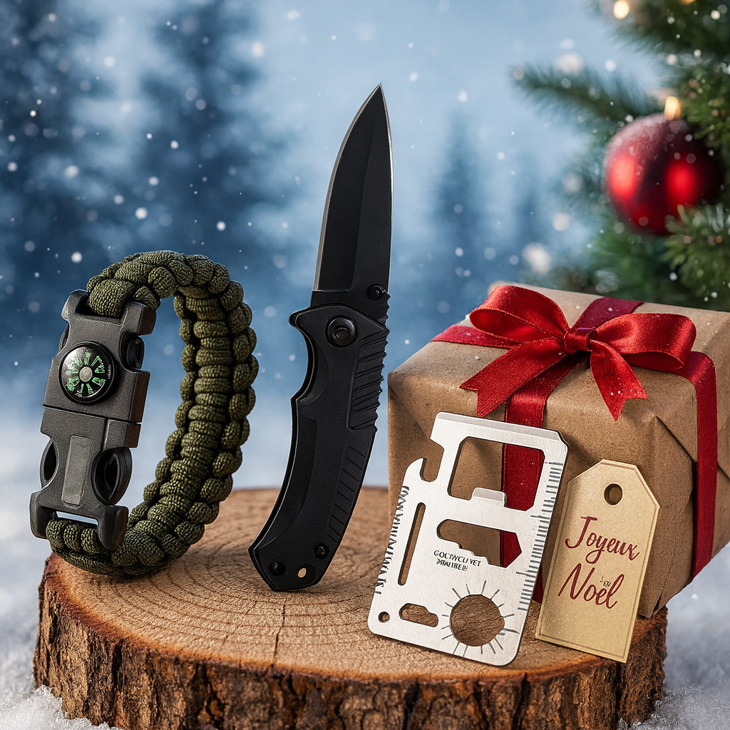 Calendrier de l’Avent Kit de Survie 24 en 1 – Cadeau de Noël Original pour Camping, Randonnée, Outdoor et Aventuriers Woody’s Camp