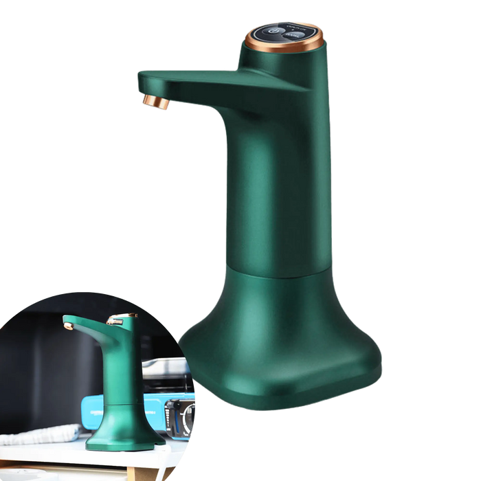 Robinet électrique de camping vert avec charge USB rapide, adapté pour le camping, les vans et la cuisine, polyvalent et facile à installer.