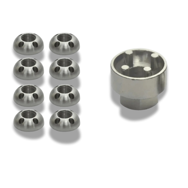 Antivol de tente de toit universel M8 kit avec 8 écrous en acier inoxydable et clé spéciale.