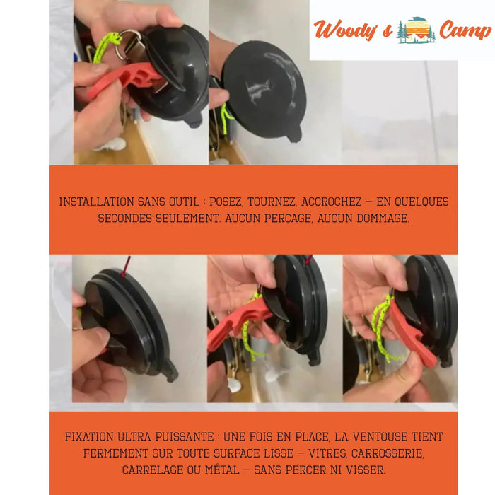 Ventouse ultra-forte pour camping, voiture et tente accessoire camping indispensable woodys camp auvent annexe douche crochet ventouse