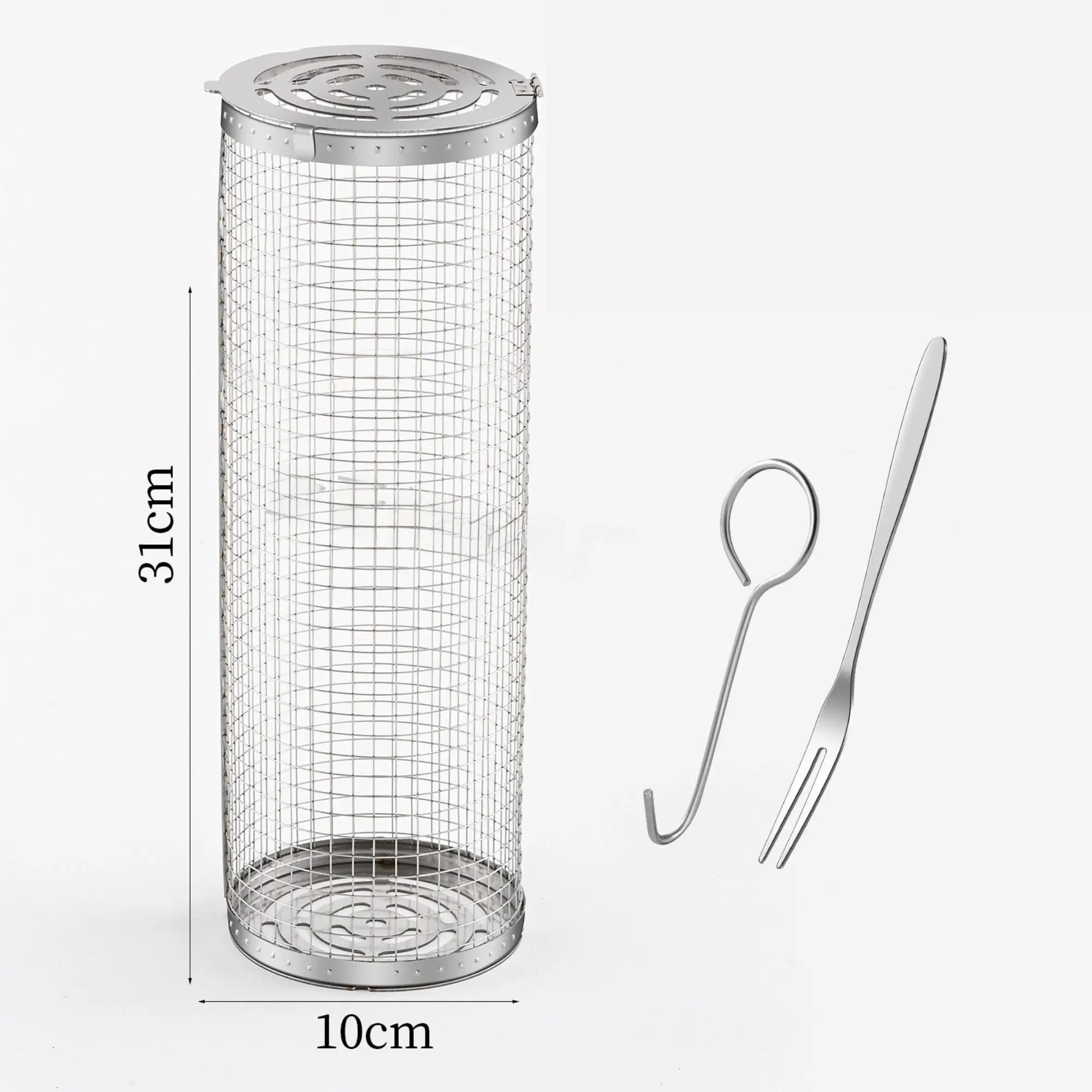 Panier de grillade rotatif barbecue de camping  – Cage grill en acier inoxydable