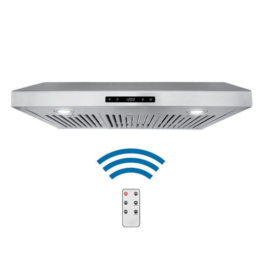 Cosmo 30" Under Cabinet Range Hood with Digital Touch Controls, 3-Speed Fan, LED Lights and Permanent Filters in Stainless Stee COS-KS6U30