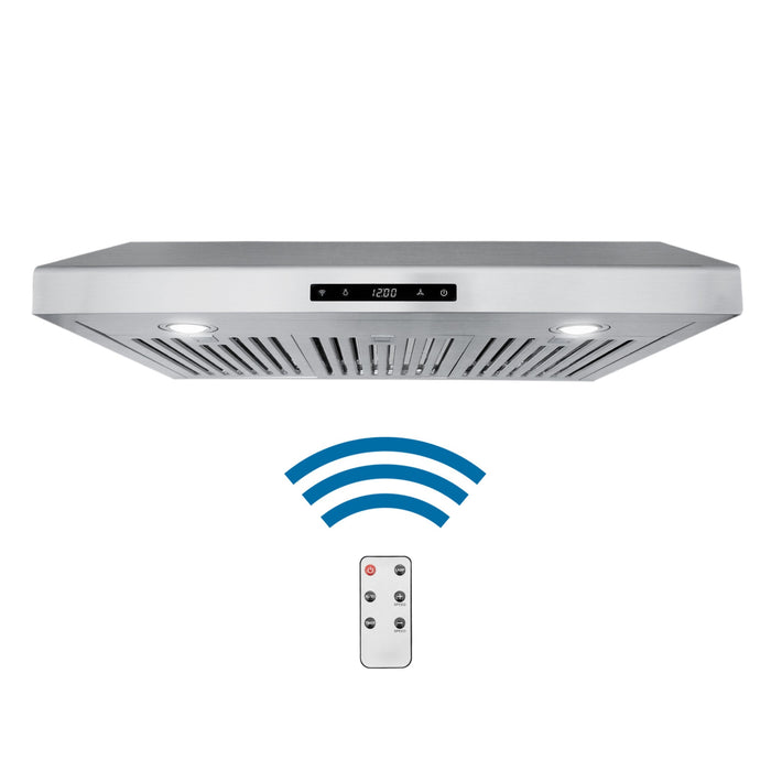 Cosmo 30" Under Cabinet Range Hood with Digital Touch Controls, 3-Speed Fan, LED Lights and Permanent Filters in Stainless Stee COS-KS6U30